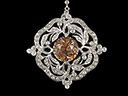 Antique Silver Citrine & Rhinestone Pendant