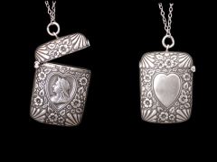 Large Antique Silver Vesta Case Pendant 