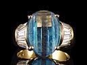 Vintage Silver Gilt Blue Topaz & Rhinestone Art Deco Ring