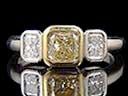 Vintage Platinum 1.75ct Yellow Diamond Trilogy Ring 