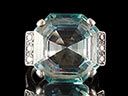 Vintage 18ct W/Gold Aquamarine & Diamond Art Deco Ring
