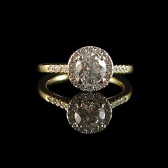 Vintage 18ct Gold Diamond Halo Engagement Ring 