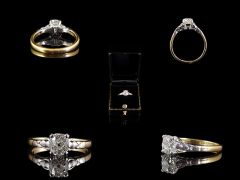 Antique 18ct Gold & Platinum .62CT Diamond Engagement Ring