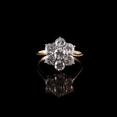 Vintage 18ct Gold and Platinum Diamond Cluster Ring