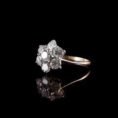 Vintage 18ct Gold and Platinum Diamond Cluster Ring - Side