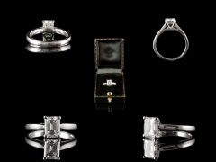 Vintage 18ct W/Gold 1.02ct Emerald Cut Diamond Ring