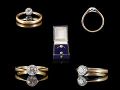 Vintage 18ct Gold & Platinum .72ct Diamond Art Deco Engagement Ring 
