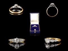 Antique 18ct Gold & Plat .64ct Diamond Engagement Ring 