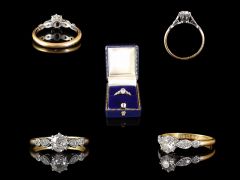 Antique 18ct Gold & Plat .64ct Diamond Engagement Ring