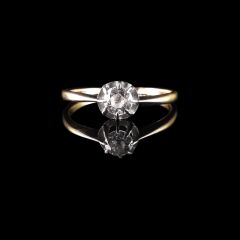 Antique 18ct Gold and Platinum 0.36CT Diamond Solitaire Ring