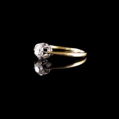 Antique 18ct Gold and Platinum 0.36CT Diamond Solitaire Ring - Side