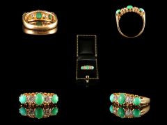 Antique 18ct Gold Turquoise & Diamond Ring