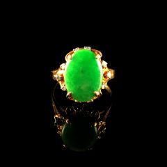 Antique 14ct Gold Jade and Diamond Ring