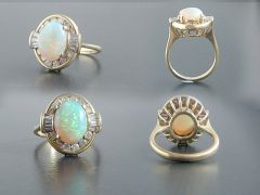 Vintage 18ct Gold Opal & Diamond Cocktail Ring 