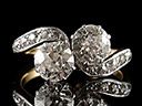 Antique 18ct Gold & Platinum 1.80CT Twin Diamond Crossover Ring