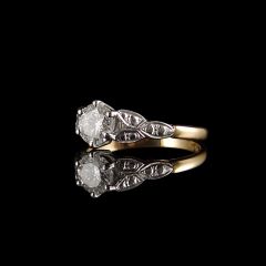Antique 18ct Gold & Platinum .82CT Diamond Engagement Ring Side
