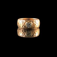 Antique 9ct Rose Gold 0.42CT Diamond Engraved Ring