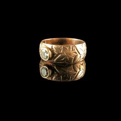 Antique 9ct Rose Gold 0.42CT Diamond Engraved Ring - Side