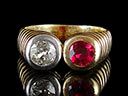 Vintage 18ct Gold Ruby & Diamond Art Deco Engagement Ring