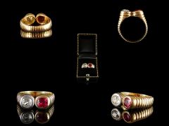 Vintage 18ct Gold Ruby & Diamond Art Deco Engagement Ring