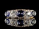 Antique 18ct Gold Sapphire & Diamond 5 Stone Ring