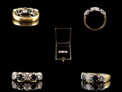Vintage 18ct Gold Diamond & Sapphire Ring 