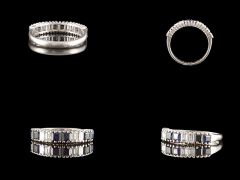 Antique 18ct W/Gold Sapphire & Diamond Half Eternity Ring