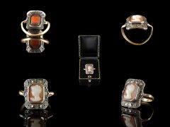 Antique 9ct Gold & Silver Conch Shell Cameo Ring 