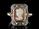 Antique 9ct Gold & Silver Conch Shell Cameo Ring 