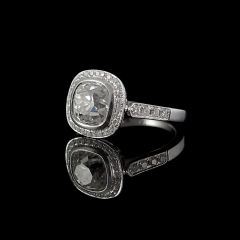 Vintage 18ct W/Gold 2.59CT Diamond Art Deco Engagement Ring - Side
