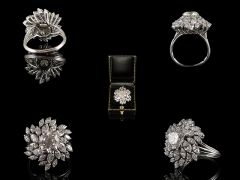 Vintage Platinum 6.03ct Diamond Cluster Ring