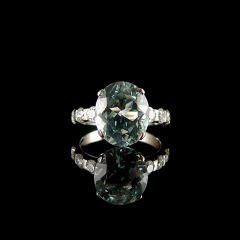 Vintage 18ct White Gold Aquamarine & Diamond Engagement Ring