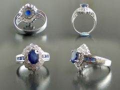 Vintage 18ct W/Gold Sapphire & Diamond Cocktail Ring