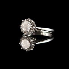 Antique Platinum 1.86CT Diamond Solitaire Engagement Ring - Side
