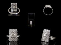 Vintage Platinum 2.88ct Diamond Art Deco Cluster Ring