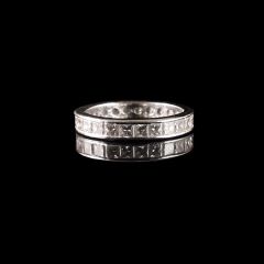 Vintage 18ct White Gold Princess Cut 3.38CT Diamond Eternity Ring