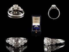 Vintage Platinum 1.35CT Diamond Engagement Ring All Angles