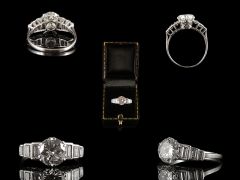 Vintage Platinum 2.37CT Diamond Art Deco Engagement Ring