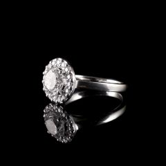 Vintage Platinum Certified 1.60CT Diamond Halo Engagement Ring - Side