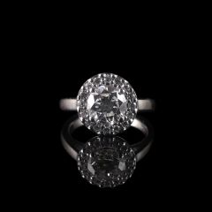 Vintage Platinum Certified 1.60CT Diamond Halo Engagement Ring