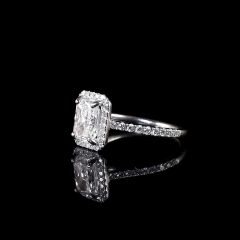 Vintage Platinum 1.30CT Diamond Halo Engagement Ring - Side