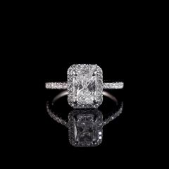 Vintage Platinum 1.30CT Diamond Halo Engagement Ring