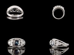Vintage Platinum Sapphire & Diamond Ring