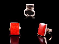 Vintage Silver & Red Agate Stone Ring
