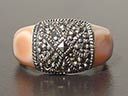 Vintage Silver Marcasite & Rose Quartz Art Deco Ring