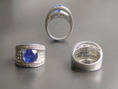 Large Vintage Silver Sapphire Ring