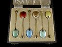 Vintage Boxed Silver Gilt & Enamel Coffee Spoons