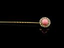Victorian 18ct Pink Coral & Diamond Stick Pin