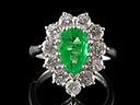 Vintage 18ct W/Gold Emerald & Diamond Cluster Ring