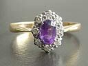 Antique 18ct Gold & Plat Amethyst & Diamond Cluster Ring